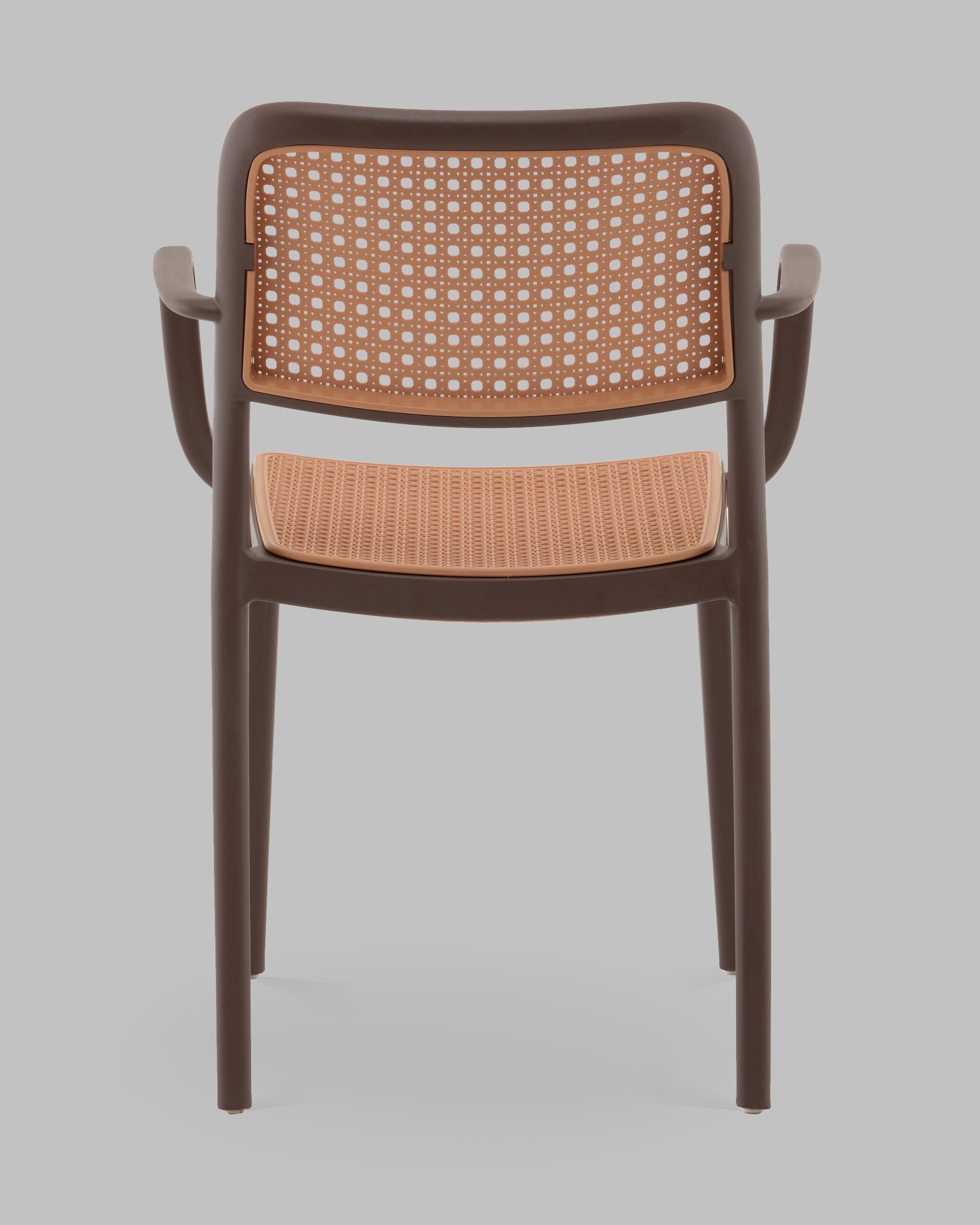 Стул Yona пластиковый с подлокотниками коричневый