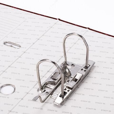 Папка-регистратор STAFF БЮДЖЕТ с мраморным покрытием, 70 мм, без уголка, красная, 229619