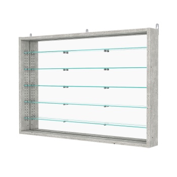 Витрина настенная с регулировочными полками №3-6ГУ-РЕГ с зеркалом, Метрополитан Грей