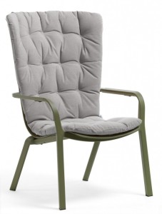 Лаунж-кресло пластиковое с подушкой Folio агава, серый