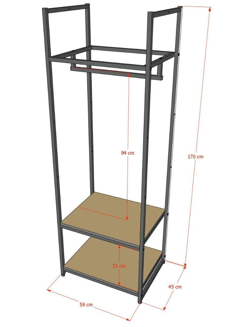 Стеллаж для одежды в стиле Лофт A1760-09-ЧДС