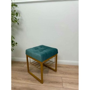 Банкетка Марсей 40-44 с полкой (бирюзовый/золото)