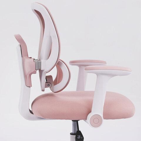 Кресло детское с подставкой для ног BRABIX KIDS "MG-220", сетка/ткань TW, розовое, 533314