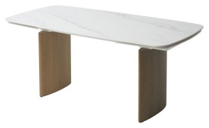 Стол КАЛВИН (CALVIN) 180 цвет КАРРАРА (SEMI-POLISHED SNOW CARRARA SOLID CERAMIC / СЕРЫЙ ДУБ, ®DISAUR