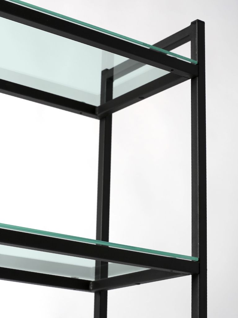 Стеллаж лофт ПС-1709Ч со стеклянными полками