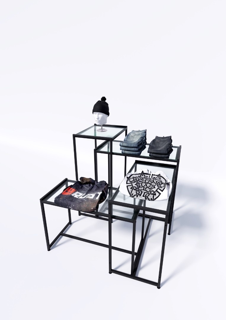 Стол TEVOLO демонстрационный черный-дуб сонома В105Ш60Г45