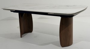 Стол ВЕСТБЕРГ (WESTBERG) 180 КАЛАКАТТА (GLOSS CALACATTA GOLD SOLID CERAMIC) / Орех натур, ®DISAUR