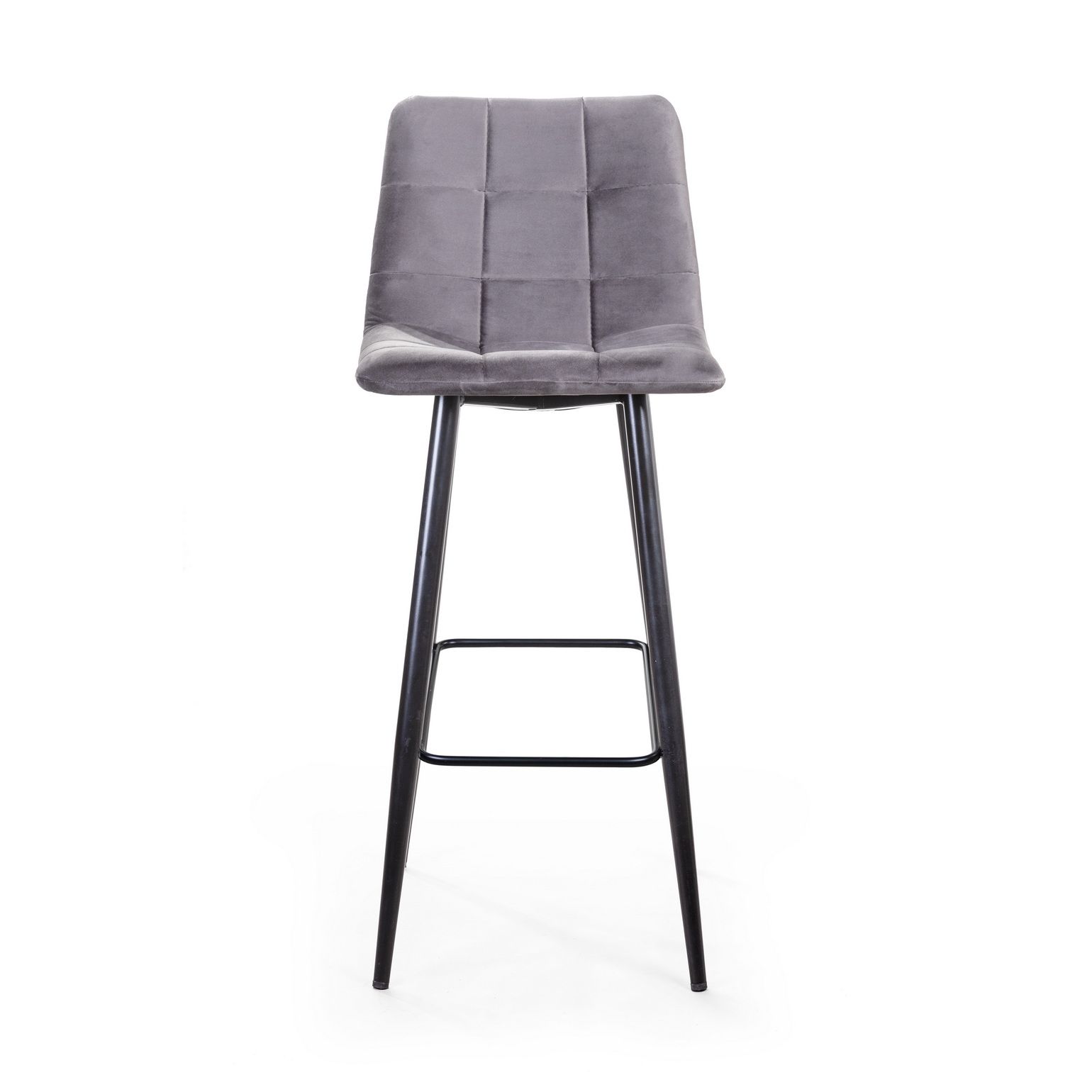 Стул барный Уно, бархат светло-серый 26 / чёрный конус