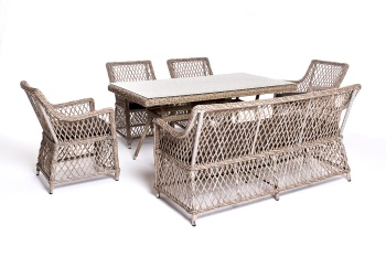 "Катания" обеденная группа плетеная на 6 персон, цвет бежевыйцвет Бежевый