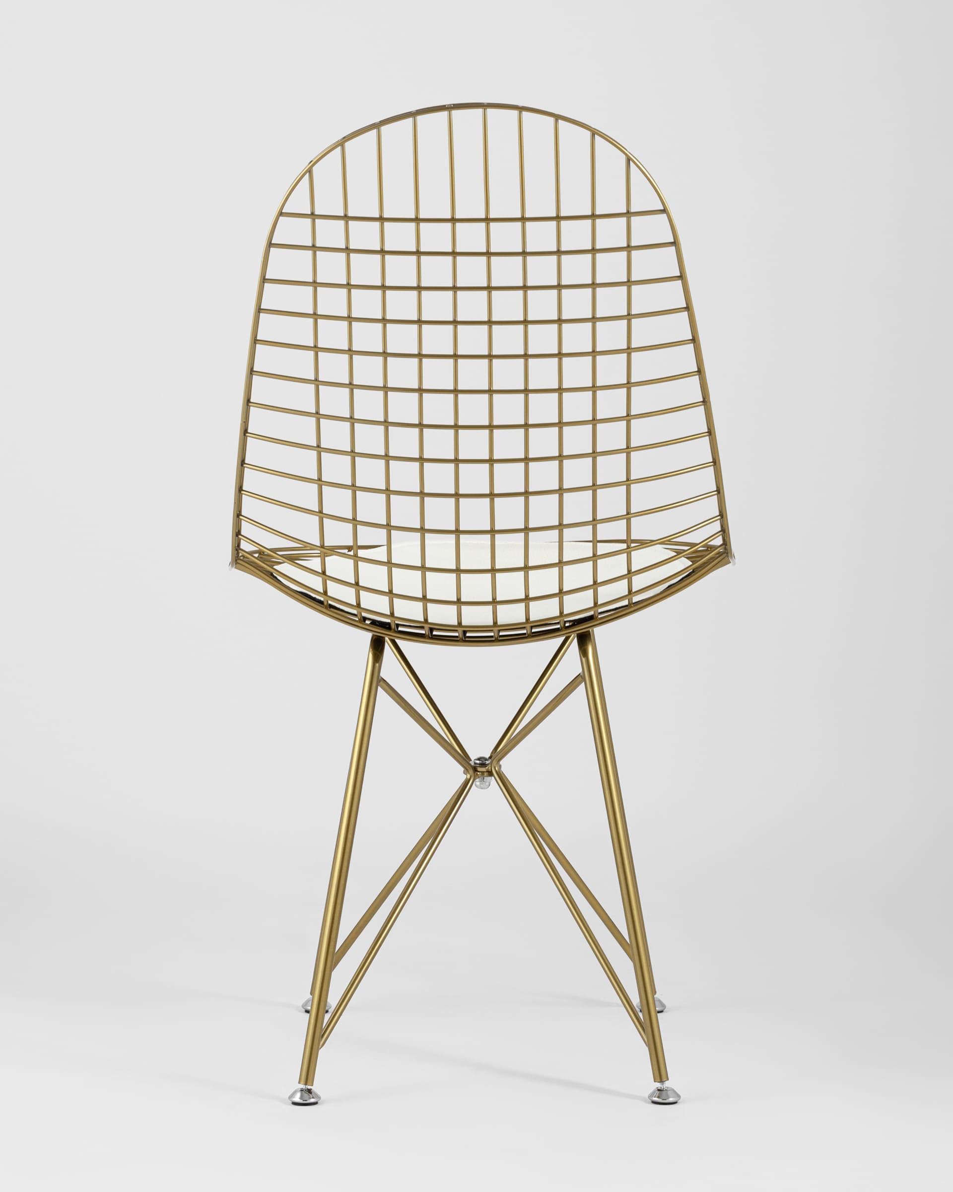 Стул обеденный Eiffel золотой с белой подушкой