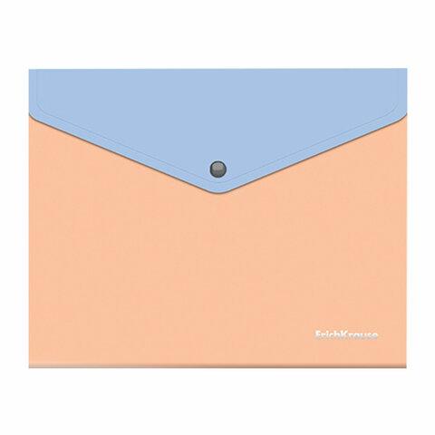 Папка-конверт с кнопкой ERICH KRAUSE "Matt Pastel Bloom", А5+, до 120 л., с карманом, ассорти, 0,18 мм, 61150