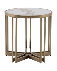 Журнальный столик Алиада 55х55 см светлая керамика сталь шампань