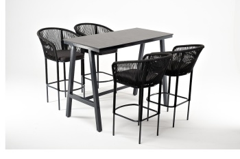 "Рио" барный комплект на 4 персоны, стол HPL "серый гранит", цвет темно-серыйцвет Темно-серый
