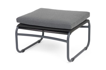 "Ането" пуф плетеный из роупа, каркас алюминий темно-серый (RAL7024) муар, роуп темно-серый круглыйцвет Темно-серый