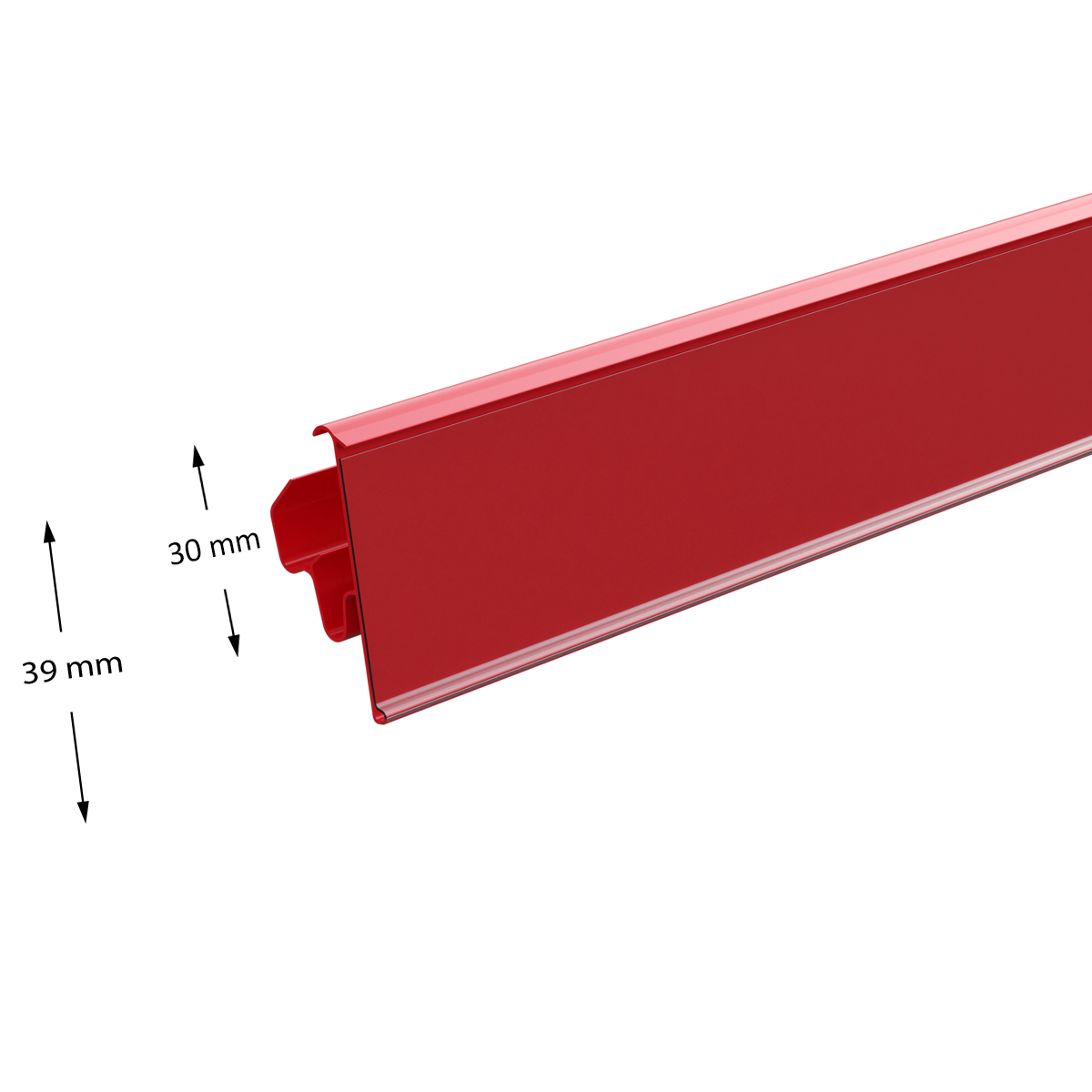 Ценникодержатель LST39 красный, 1238 мм двухпозиционный