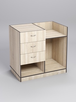 Прилавок под кассу "ТОРГОВЫЙ" №2, Дуб Сонома, кромка Дуб Венге