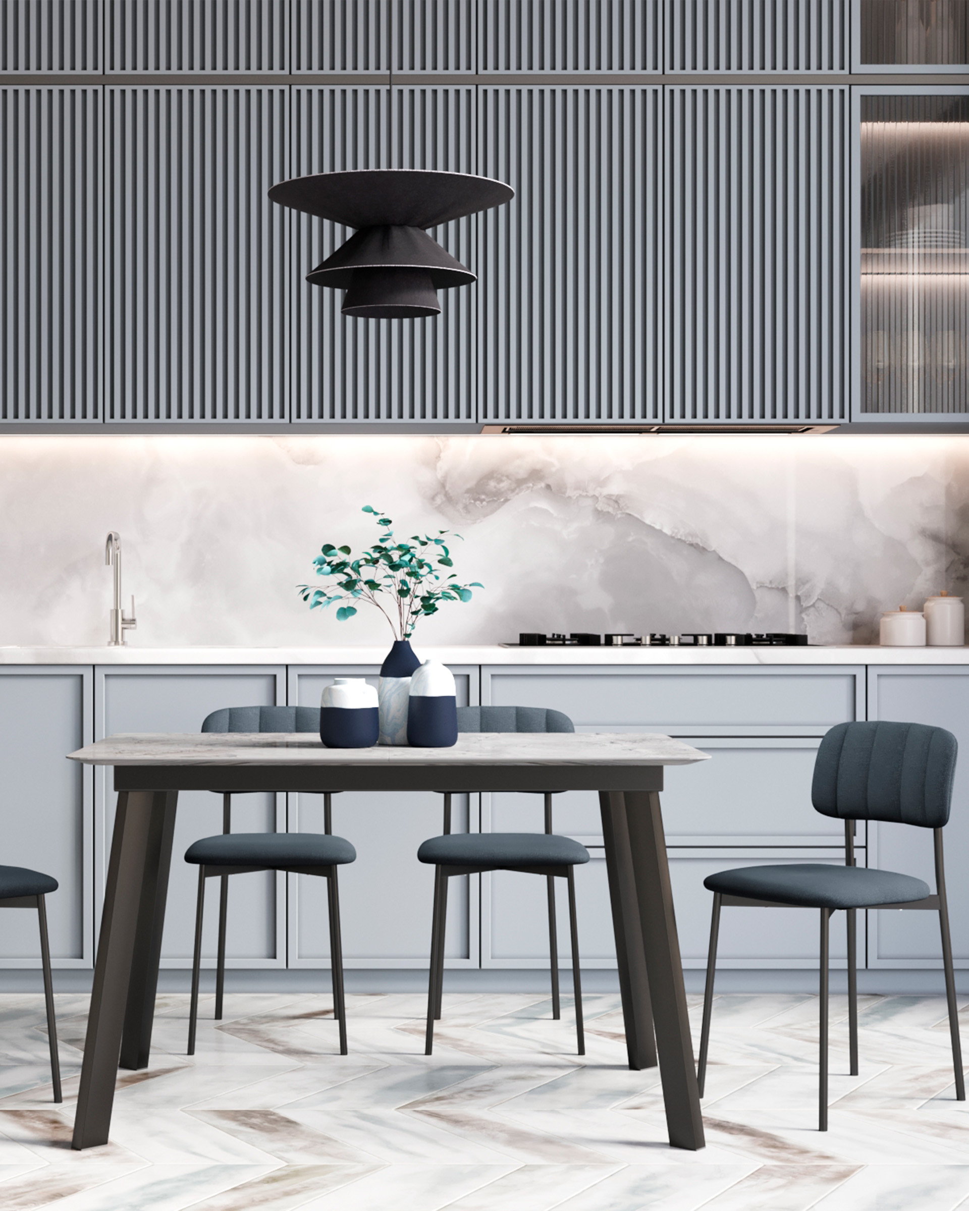 Стул Майло рогожка серо-синий