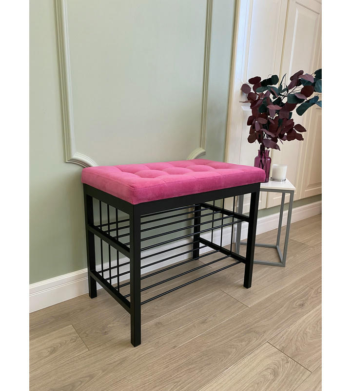 Банкетка Сканди-60-2-х полочная (розовый/черный)