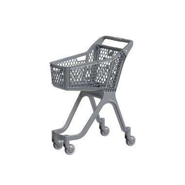 Пластиковая покупательская тележка VIBE, 60 литров, серая, задняя стенка серая