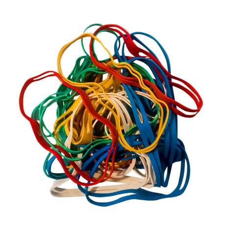 Резинки КРЕСТООБРАЗНЫЕ упаковочные, диаметр 160 мм, 25 шт., цветные, каучук, BRAUBERG, 440195