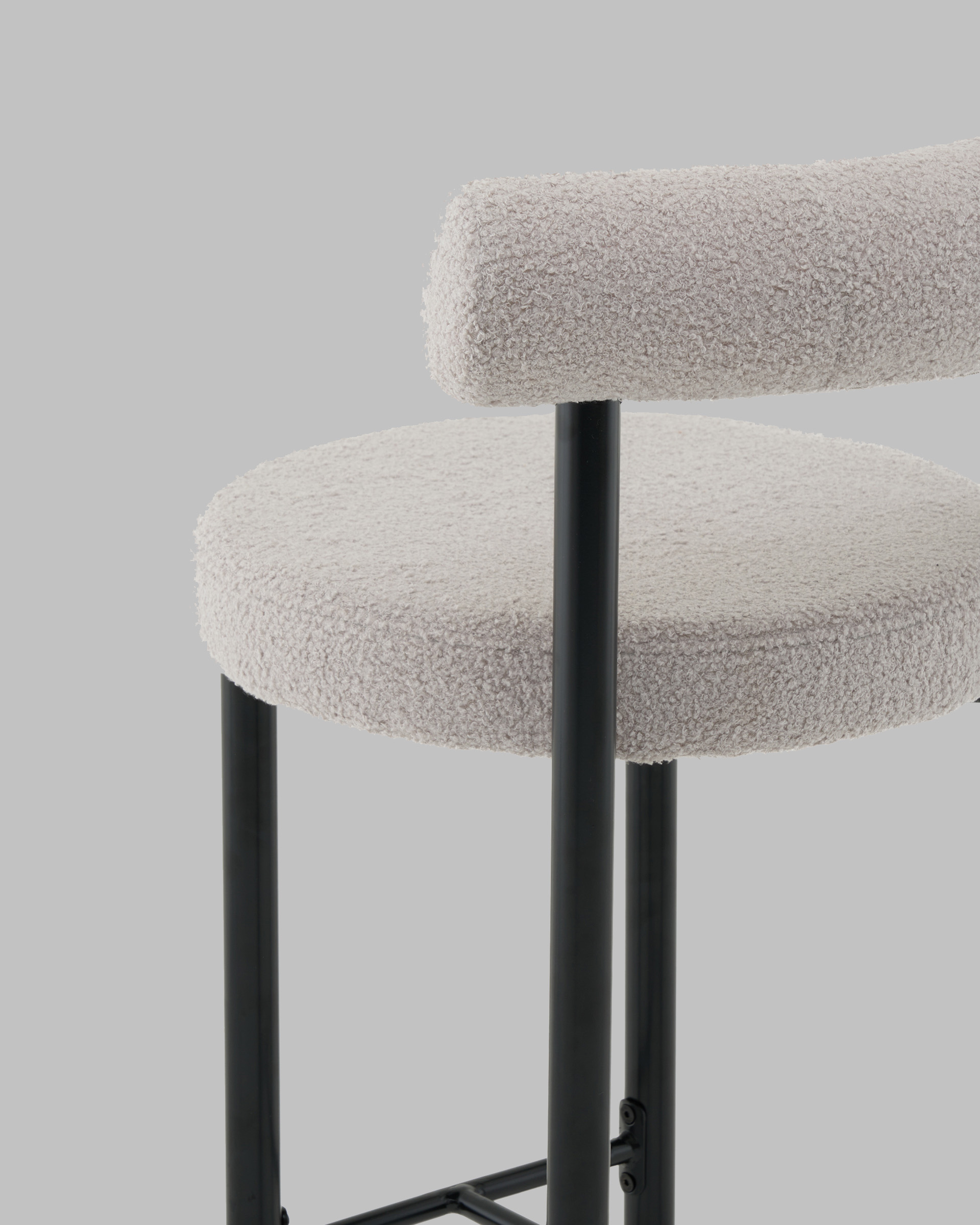 Стул полубарный Флорео букле светло-серый