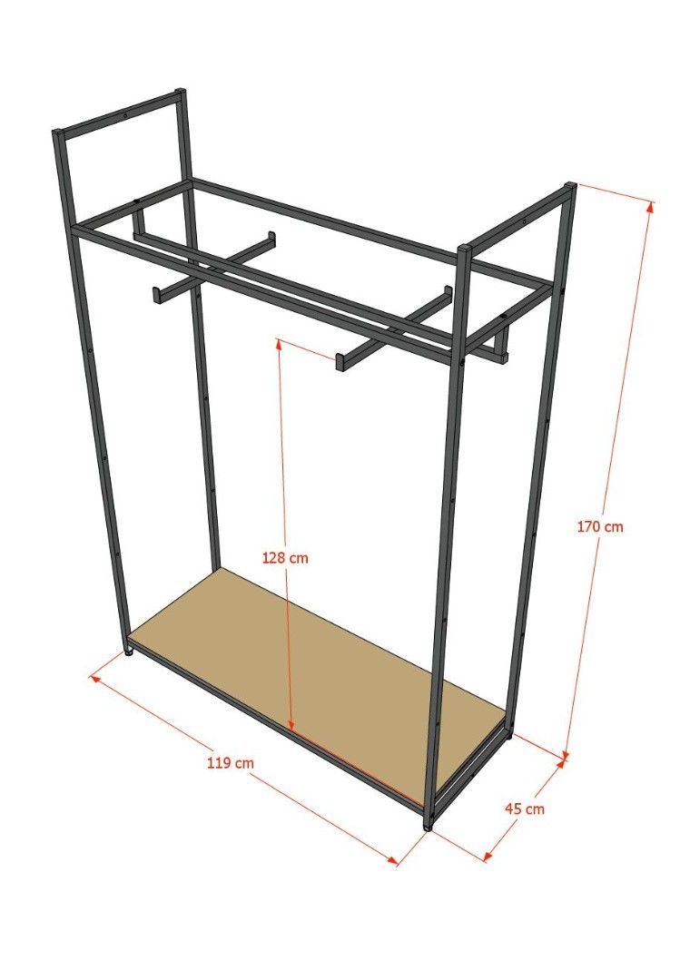 Стеллаж для одежды в стиле Лофт A17120-01-ЧЧ (170х120х45)