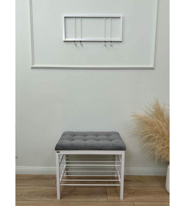 Вешалка настенная металлическая с крючками -60 (белый)