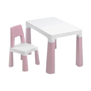Стол детский + стул BRABIX KIDS CS-003, 2-7 лет, пластик белый + розовый, 533291