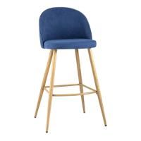 Стул барный Лион, синий шенилл