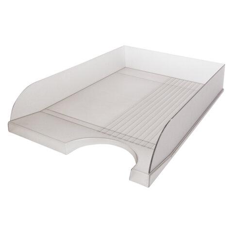 Лоток горизонтальный для бумаг BRAUBERG "Standard", 350х253х65 мм, тонированный серый, 238348