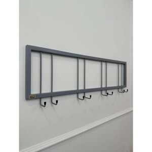 Вешалка настенная металлическая с крючками -93 (серый)