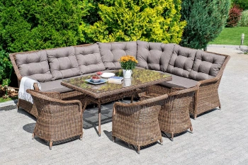 "Базелла" обеденная группа из искусственного ротанга, цвет коричневыйцвет коричневый