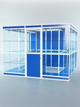 Павильон торговый из профиля пристенный №9в, Делфт голубой U525 ST9 + Белый