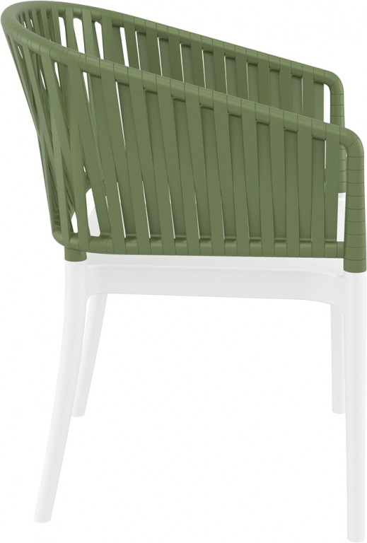 Кресло пластиковое с подушкой Portofino белый, оливковый, темно-серый