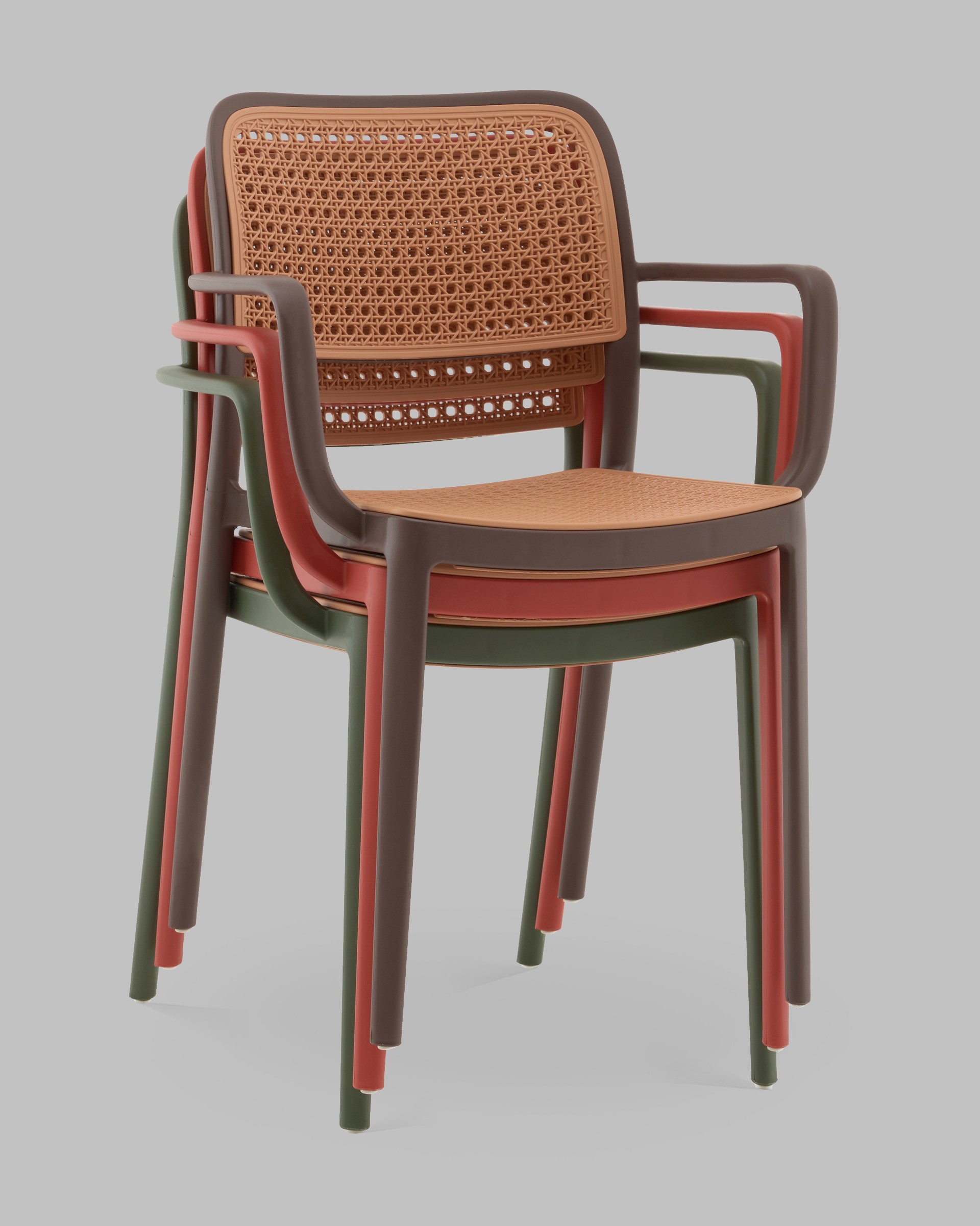 Стул Yona пластиковый с подлокотниками коричневый