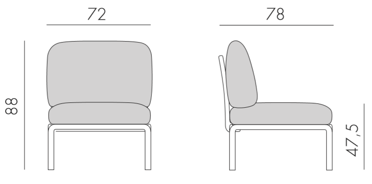 Модуль центральный пластиковый с подушками Komodo Elemento Centrale агава, авокадо