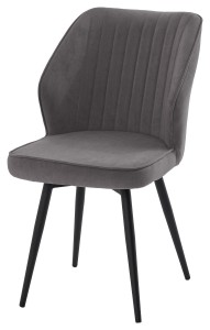 Стул РОССО 360 град. поворот. B28 Темно-серый, велюр / черный каркас,