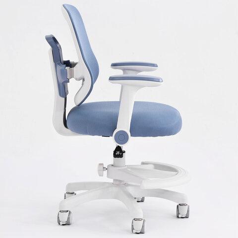 Кресло детское с подставкой для ног BRABIX KIDS "MG-215", сетка/ткань TW, голубое, 533312