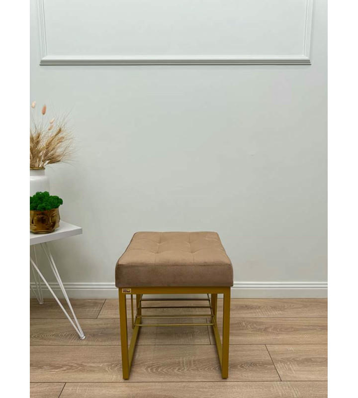 Банкетка Марсей 40-44 с полкой (светло коричневый/золото)