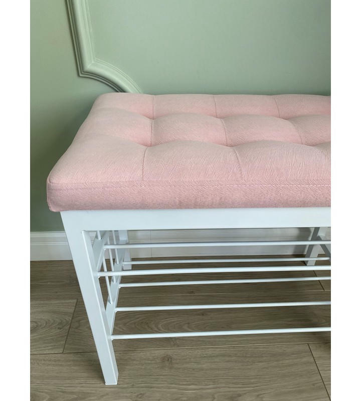 Банкетка Сканди-60-2-х полочная (светло-розовый/белый)