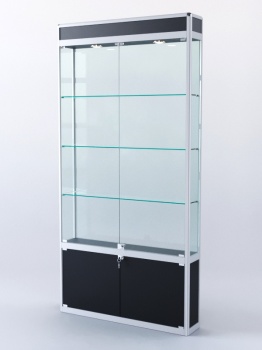 Витрина "ПРЯМОУГОЛЬНАЯ" №1-200-2 (задняя стенка - стекло), Черный