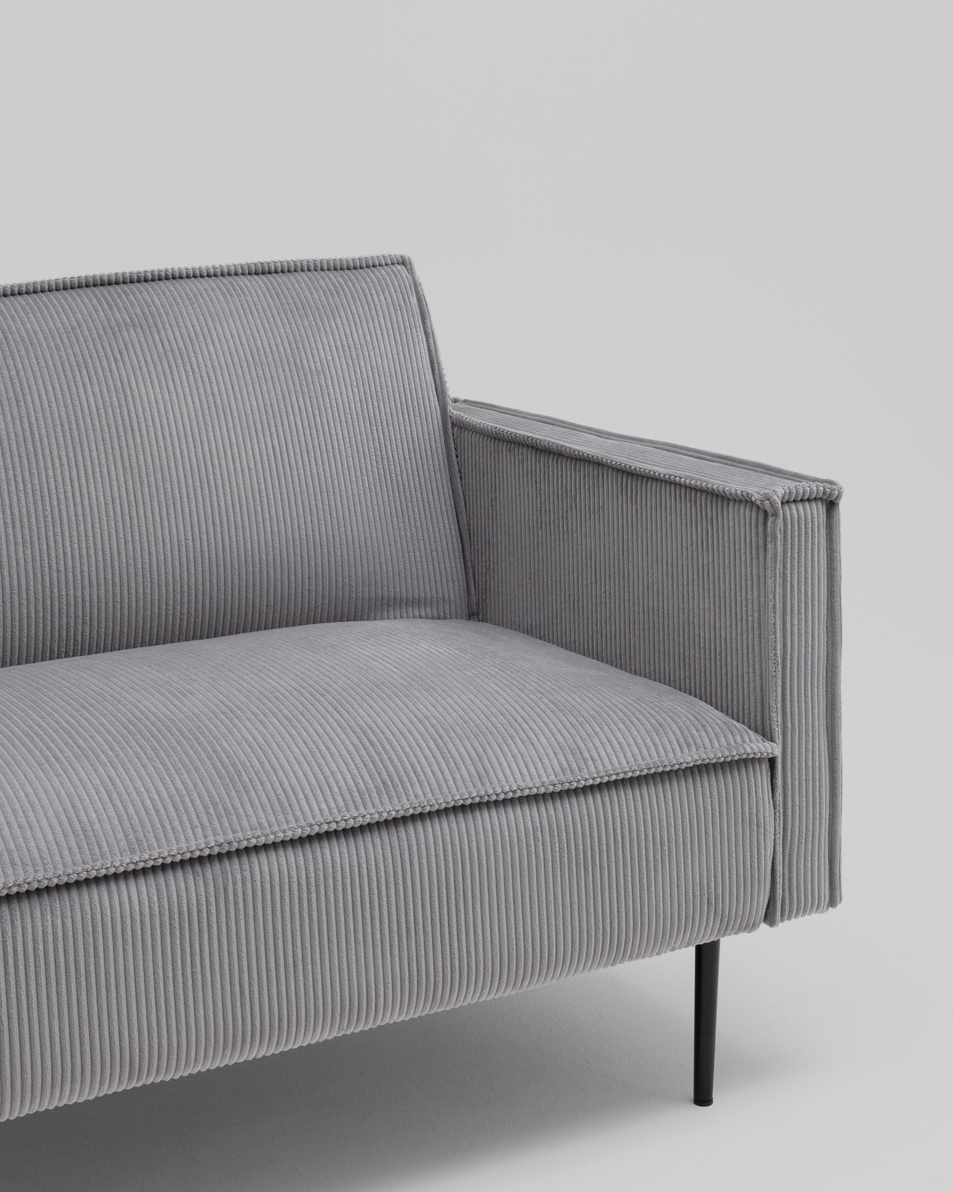 Диван прямой Кассель велюр рельефный светло-серый