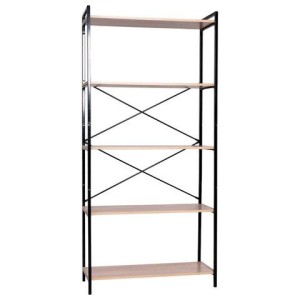 Стеллаж BRABIX "SMART SH-004", 790х360х1950 мм, ЛОФТ, 5 полок, металл/ЛДСП бунратти, каркас черный, 641944