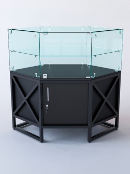 Прилавок угловой "ЛОФТ СТИЛЬ" №117 шестигранный (с дверками), Черный