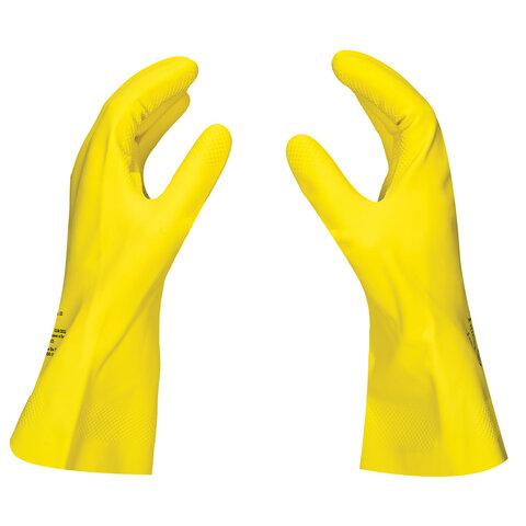 Перчатки латексные SCAFFA "Луч", КЩС-2, хлопчатобумажное напыление, р. 8, M, желтые, 00-01017717