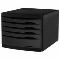 Бокс с 5 выдвижными лотками, корпус чёрный, лотки черные, 235х300х355 мм, BRAUBERG "Office-Expert", 238043