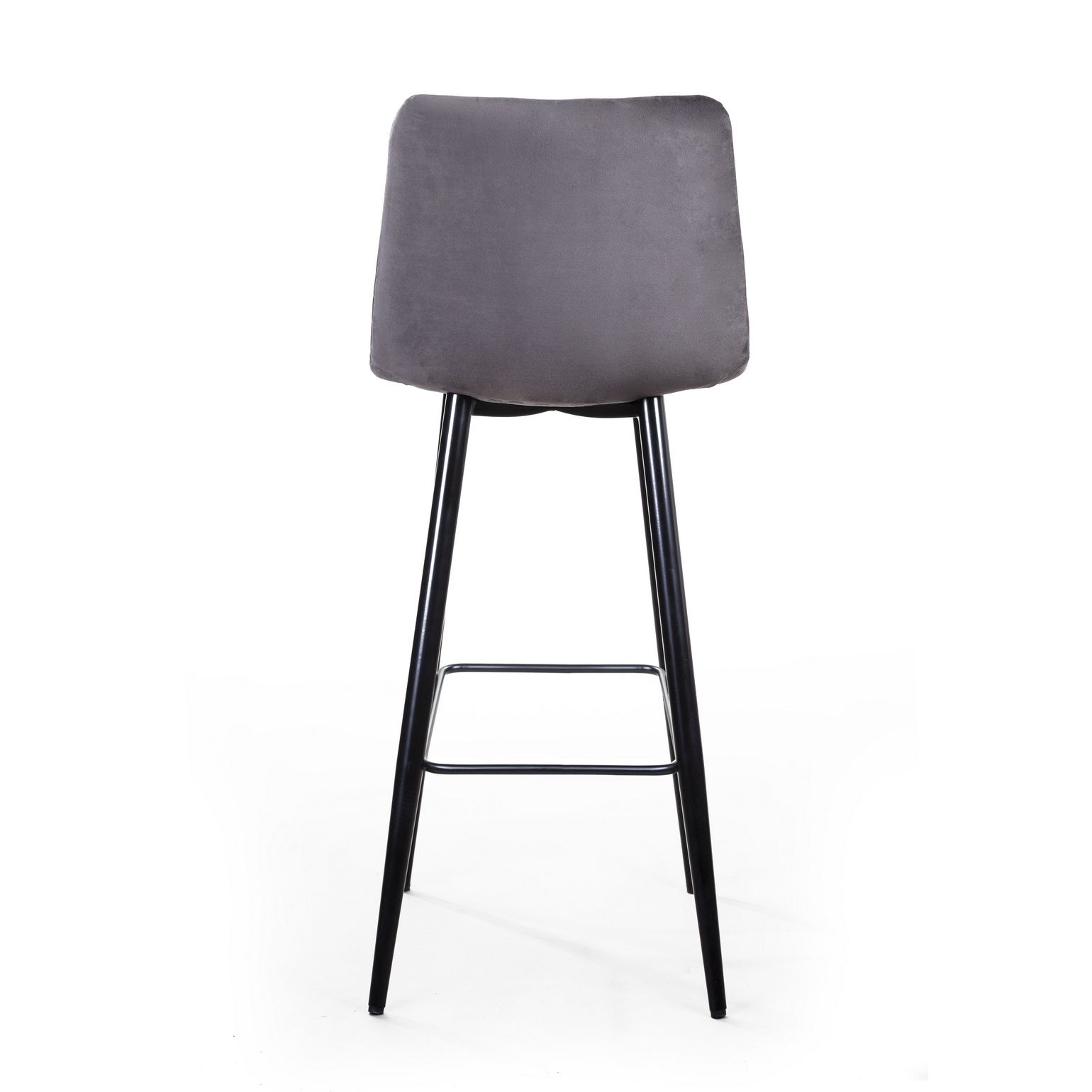 Стул барный Уно, бархат светло-серый 26 / чёрный конус