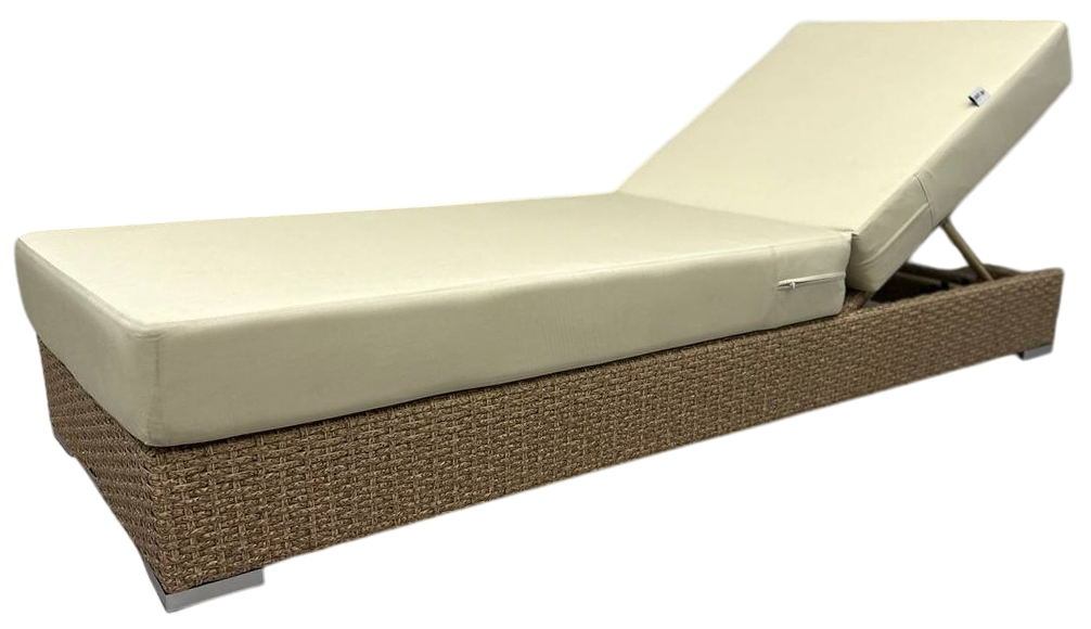 Шезлонг-лежак плетеный с матрасом Mantera бежевый люкс, светло-бежевый