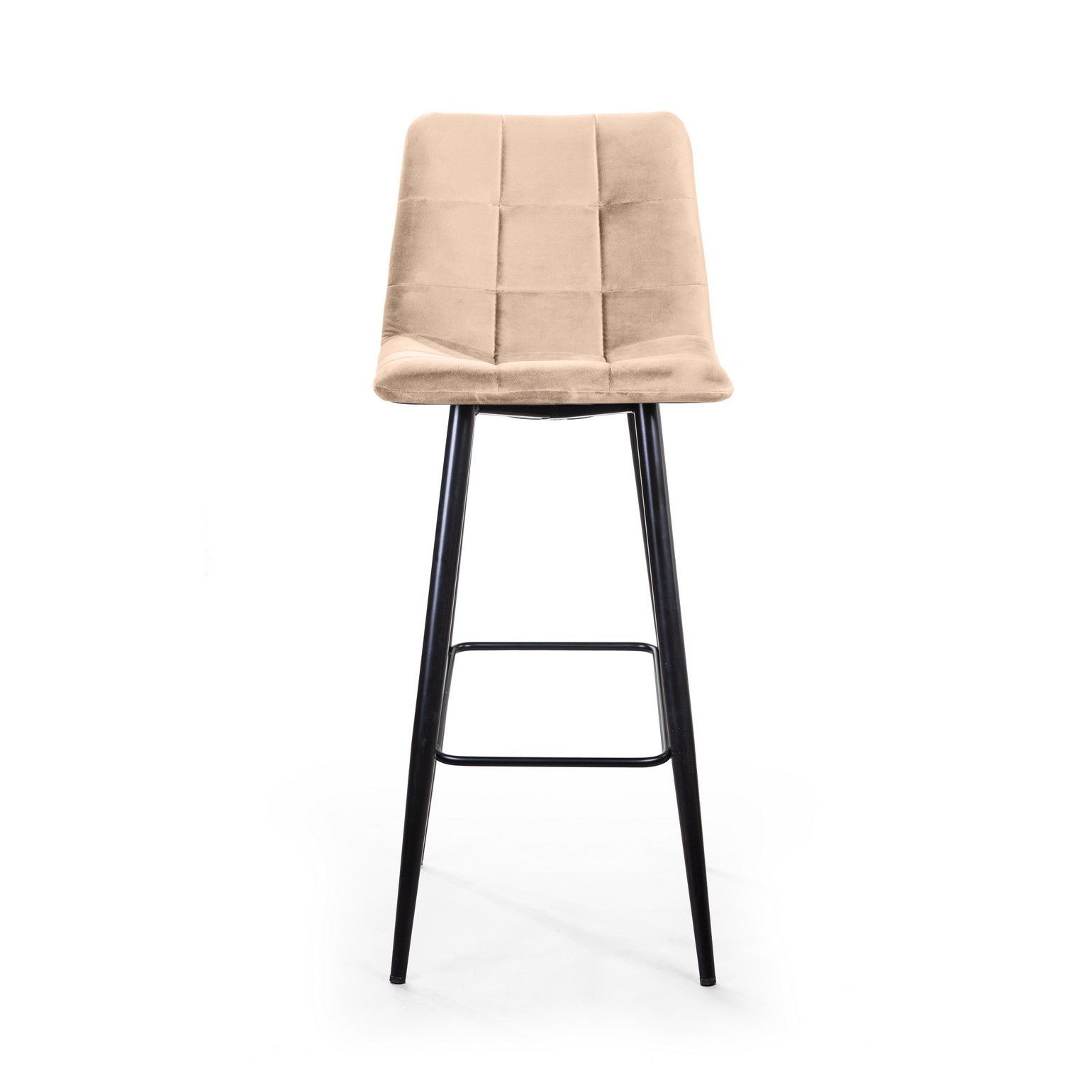 Стул барный Уно, бархат бежевый 5/ чёрный конус