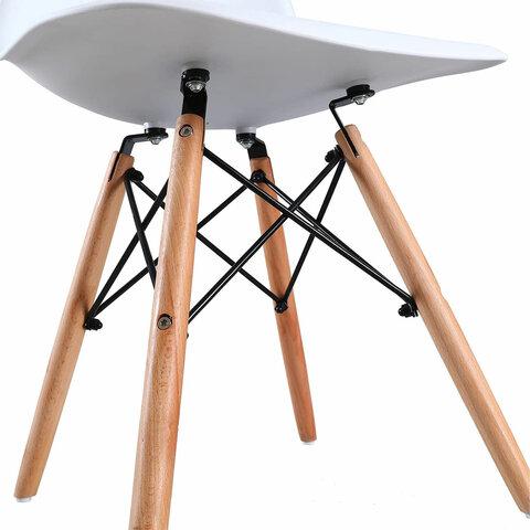 Стулья BRABIX "Eames CF-010", КОМПЛЕКТ 4 шт., пластик белый, опоры дерево/металл, 532630